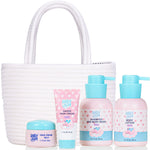 4Pcs Baby Bath Gift Set with Cotton Rope Basket, AJ0103