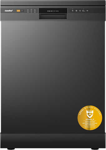 Black Freestanding Dishwasher with 12 Place Settings & 6 Washing Programs, AJ0704