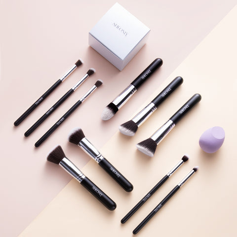 Sheonly Professional Makeup Brush Set 10 Pcs for Foundation Powder Concealers Eye Shadows Blush, BU0430