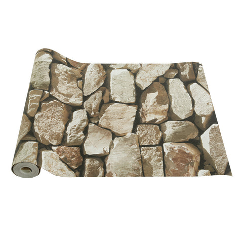 Livingandhome Rustic Stone Brick Textured Wallpaper, CT0372