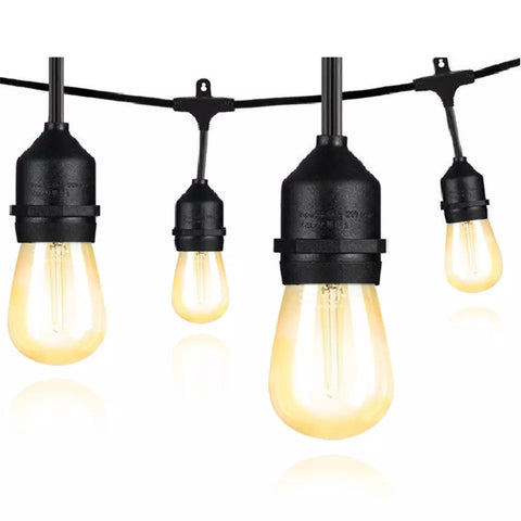 Livingandhome 10M Drop String Lights with 15 E27 Holder, IP65, connectable, Black, AJ0157