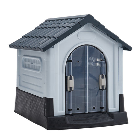 Livingandhome Weatherproof Plastic Dog House Kennel with Skylight and Door, FI0603