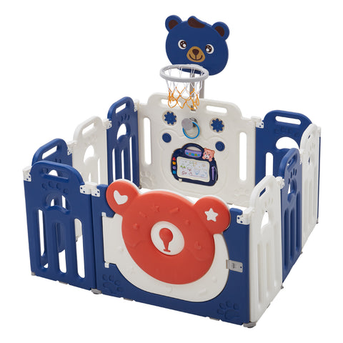 Livingandhome Baby Playpen Kids Safety Gate with Basketball Hoop, FI0605