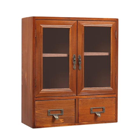 Livingandhome Retro Wooden Desktop Storage Organizer with Drawer, SC0213