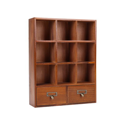 Livingandhome Retro Cube Wooden Organizer Box with Drawer, SC0797