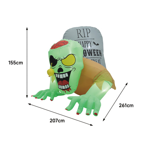 Livingandhome Zombie Tombstone Halloween Inflatable with Lights, SC1482