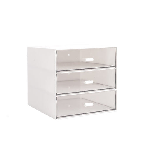 Livingandhome White Plastic 3-Drawer Desk Organizer, SC1598