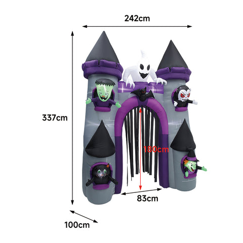 Livingandhome Halloween Lighted Haunted Castle Arch Inflatable, SW0738