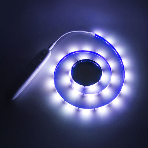 Livingandhome 2.4W LED Infrared Sensing Strip Light, 1M, Blue Light, Power by 4xAAA Battery, AJ0183
