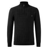 Casual Drop Shoulder Long Sleeve Quarter-Zip Knitted Pullover Jumper, CC291391
