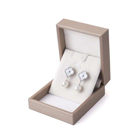 Floral Pearl Drop Earrings, CA290061 (Ver.2)