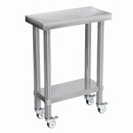 2-Tier Commercial Stainless Steel Prep Table with Wheels, AI1524