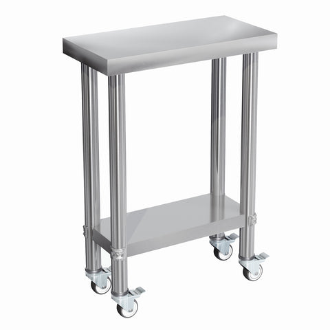 2-Tier Commercial Stainless Steel Prep Table with Wheels, AI1524