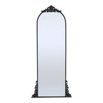 Livingandhome Vintage Black Carved Arched Mirror, FI0751