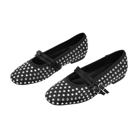 Rhinestones Double Strap Mary Jane Flats Shoes, CS300445