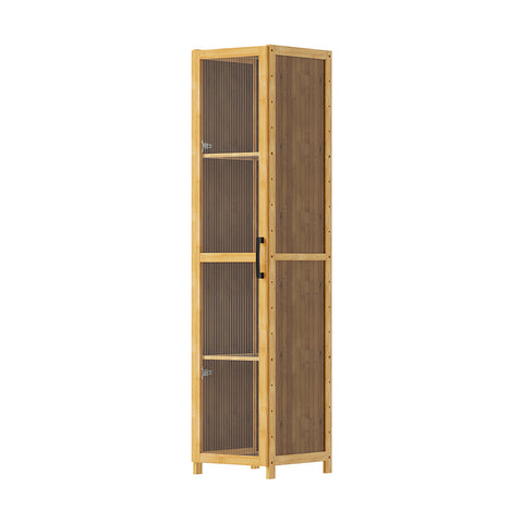 4-Tier Narrow Bookcase Storage Cabinet with Acrylic Door, FL250064
