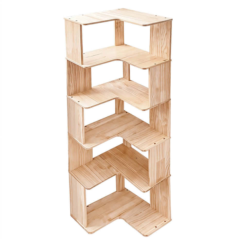 6-Tier Wooden L-shaped Corner Bookshelf Storage Rack, FL250037 (Ver.2 ...