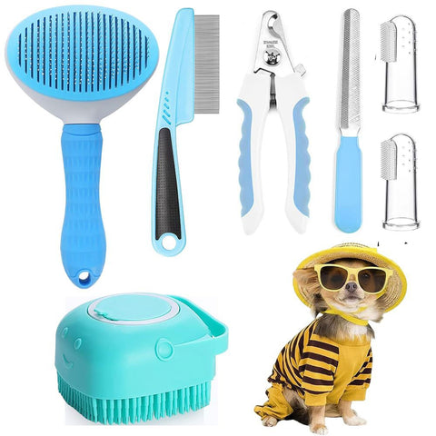 7Pcs Blue Pet Grooming Kit, CW0063(Ver.2)