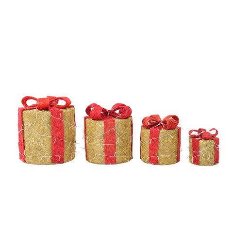 4Pcs Christmas Gift Box Decorations with LED String Lights, SC0032