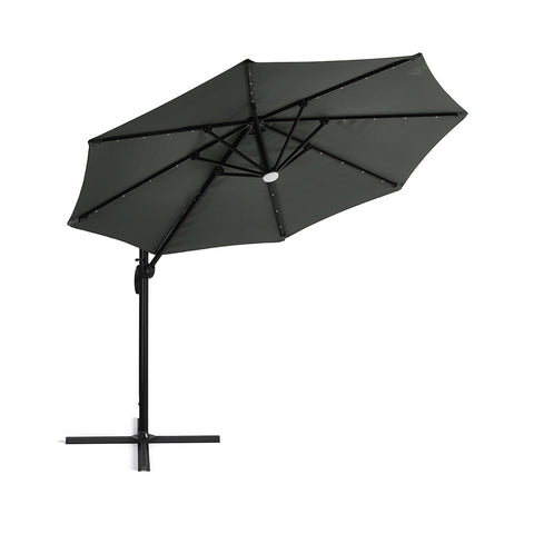 Garden Sanctuary Round Cantilever Parasol with Solar-Powered LED Lights, LG1271