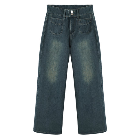 Vintage Blue High-Waisted Wide-Leg Jeans, CC060382 (Ver.2)