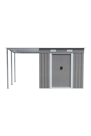 Outdoor Metal Storage Shed with Lean-to, PM1297PM1298PM1299