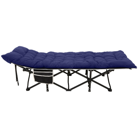 190 cm langes klappbares Feldbett für Camping und Mittagspause mit blauer Matratze, OF220079 (DE)