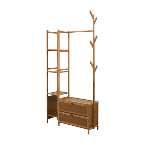 Multi-functional Wooden Coat Rack with Storage Cabinets, FB250004 (VER.2)