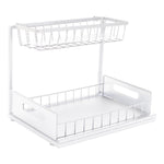Livingandhome White 2 Tier Under Sink Cabinet Organizer, WM0078