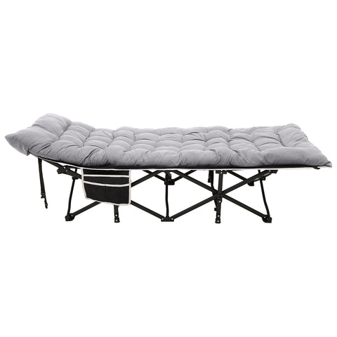 190 cm langes klappbares Feldbett für Camping und Mittagspause mit grauer Matratze, OF220077 (DE)