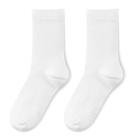 6 Pairs White Cotton Crew Socks, WO0586