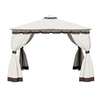 10 x 10FT Tiered Roof Metal Frame Patio Gazebo with Curtains, LG1621 (Ver.2)