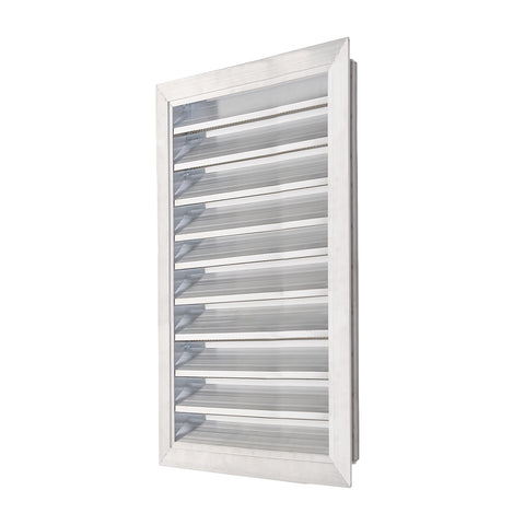 Weather Fixed Louvre Ventilation Grille Aluminium Finish with Mesh, JC0129
