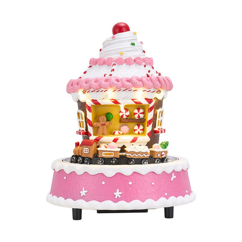 Christmas Cake Music Box Ornament with Warm Lights, IF540164 (Ver.2)