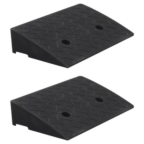 2er-Set Schwarz-Gummi-Auffahrrampen 13 cm Höhe – schockabsorbierend, wetterfest, rutschfest mit Entwässerung und Befestigung [Auffahrrampen Schwarz 2-tlg. Gummi 13 cm Höhe schockabsorbierend wetterfest rutschfest mit Entwässerung],MD080002(DE)