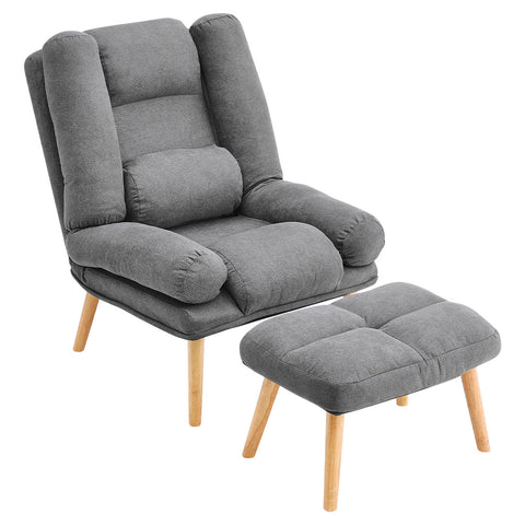 Livingandhome Modern Recliner with Footstool, ZH1752