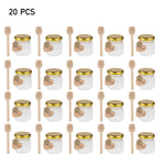 20Pcs Mini Hexagonal Glass Honey Jars with Golden Lids and Wood Dippers, CT0432