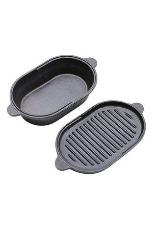 Livingandhome Black Oval Cast Iron Frying and Stewing Pot, WB0041