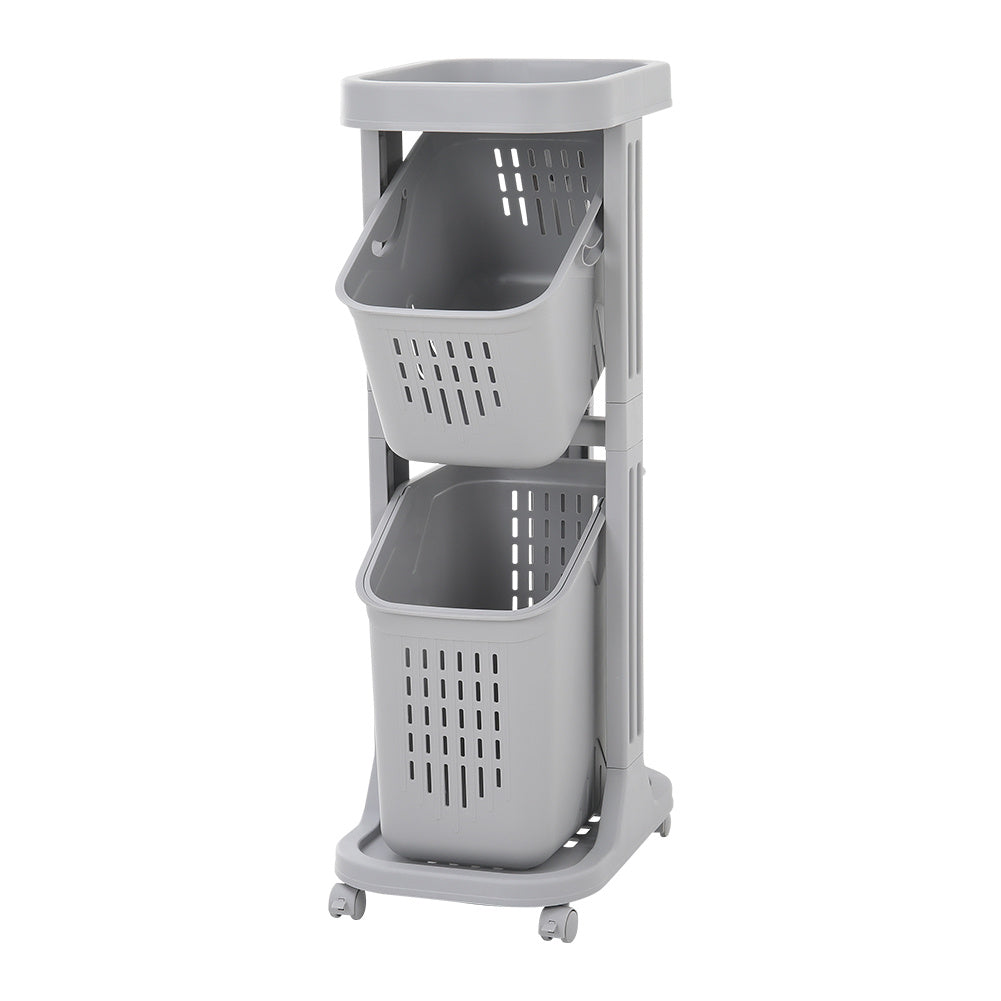 Livingandhome 3-Tier Storage Rack Laundry Basket with Wheels, WM0227 ...