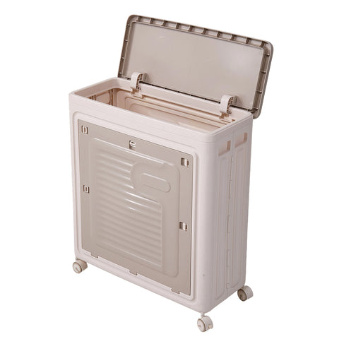 Folding Plastic Storage Box with Flip-top Lid and Wheels, HM320077