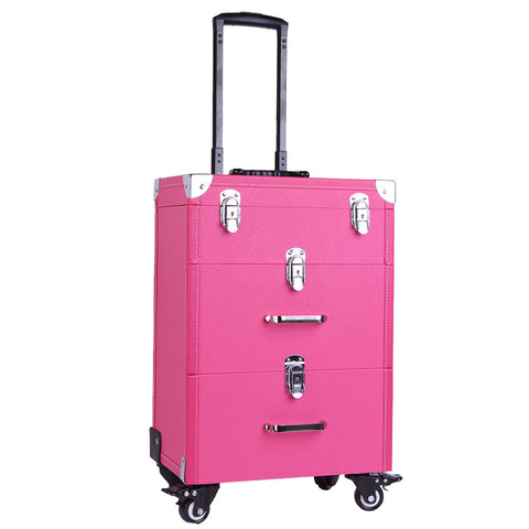 Livingandhome 2 Drawers Portable Cosmetic Makeup Travel Case, HG0341