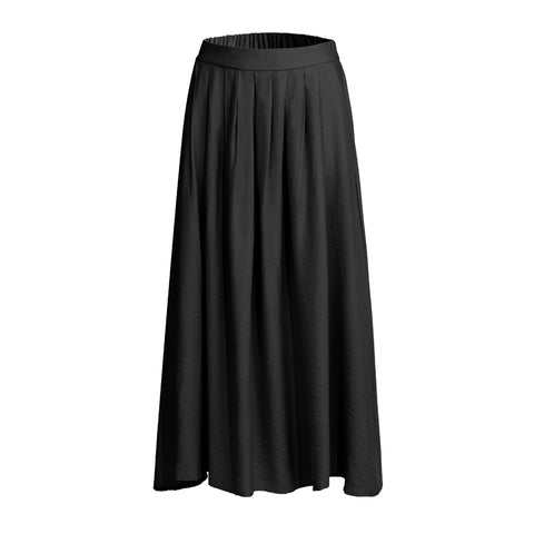High Waist A-line Midi Skirt with Elastic Waistband and Pockets, CC060896 (Ver.2)