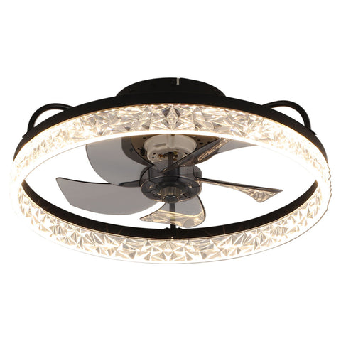 Livingandhome Modern Round Crystal Ceiling Fan with Light, DM0592