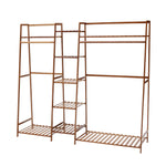 Trapezoid Bamboo Garment Rack with Tiered Storage Shelves, HO0011
