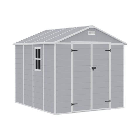 8x8ft Outdoor Apex Roof Plastic Tool Shed with Dual-door, PM1706PM1707PM1708
