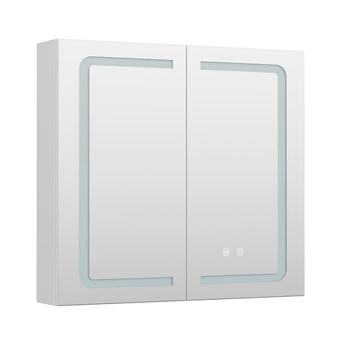 Double-Door Bathroom Mirror Cabinet with LED Lighting, FW240013 (Ver.2)