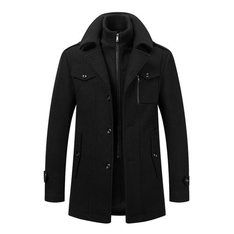 Winter Dual-Collar Wool Blend Coat, CC290245