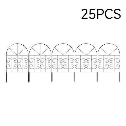 25-Panel 32x42cm Metal Arched Garden Edging Fence Yard Borders Decor Set, ZX0141 (Ver.2)