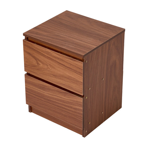 2-Drawer Wooden Nightstand Bedside Table in Walnut Colour, FB070006