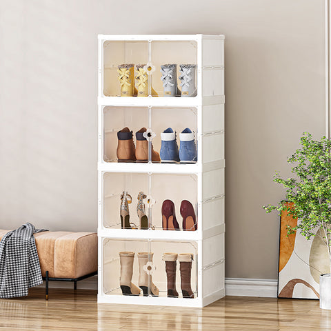 4-Tier Foldable Storage Cabinet Shoes Organizer with Doors, SW1002 (Ver.2)